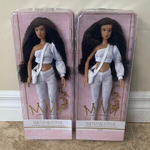 Naturalistas NEW 2 Dolls Kelsey Barbie size curly long brown hair style fashion